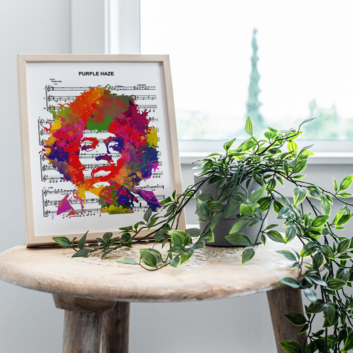 Jimi Hendrix 8x10 Poster, Wall Art, Home Decoration - Graffiti Pop Art Decor for Apartment, Music Studio - Urban Street Art Style Purple Haze Sheet Music Picture Print - Gift for Guitarist, Musician