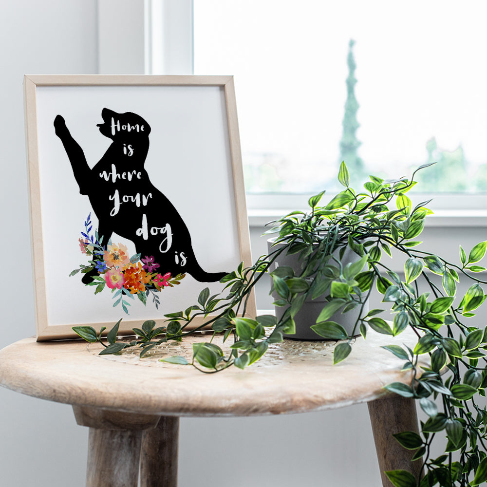 Dog Wall Art - Dog Wall Decor - Dog Quotes Wall Decor - Dog Themed Gifts - Dog Lover Gifts for Women - Dog Decorations - Home is Where Your Dog Is