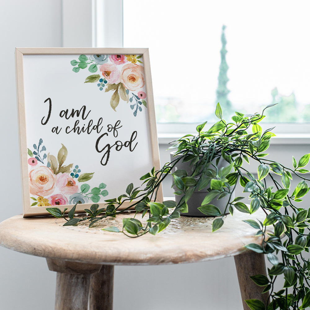 Child of God - Bible Verse Wall Art - Childrens Religious Wall Decor - Christian Gifts for Women - Scripture Wall Decor for Kids Bedroom, Girls, Boys Room - Inspirational Quotes Wall Art