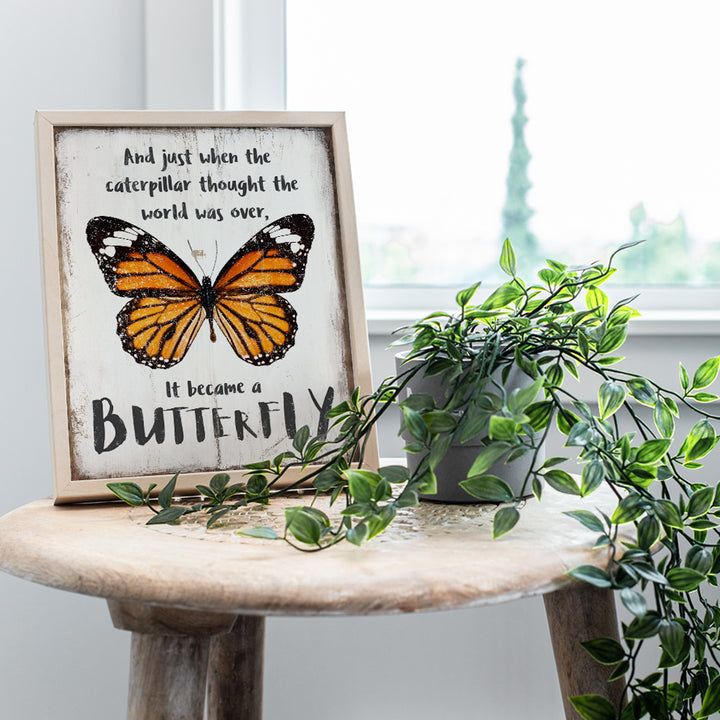 Inspirational Decor - Motivational Wall Art -Rustic Home Decor, Decoration for Bedroom, Bathroom, Office, Living Room - Cute Gift for Women, Woman, Teen Girls -8x10 UNFRAMED Butterfly Picture Print