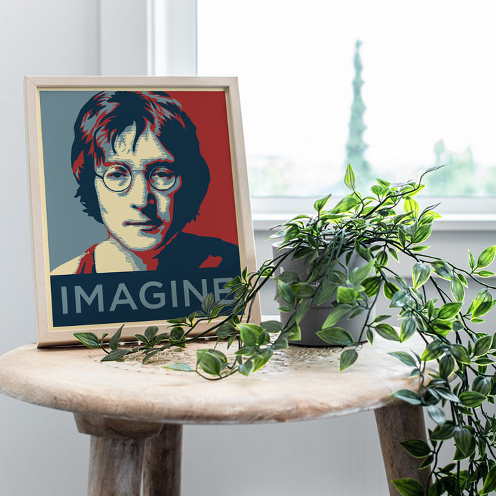 John Lennon Imagine Wall Art Print - Contemporary 8x10 Photo Poster - Cool Unique Gift for Beatles Music Fans - Original Home Decor, Room or Office Decoration - Unframed Picture