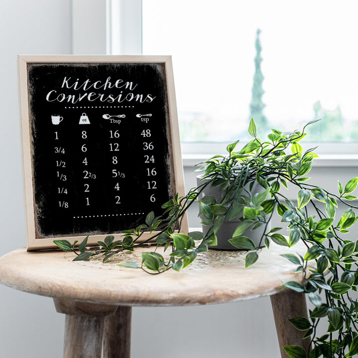 Kitchen, Dining Room, Cafe, Restaurant Wall Art Decor - Measurement Conversion Chart for Cooking, Baking - Rustic Vintage Picture Sign Plaque Decoration - Cute Gift for Women, Cook, Chef - Black