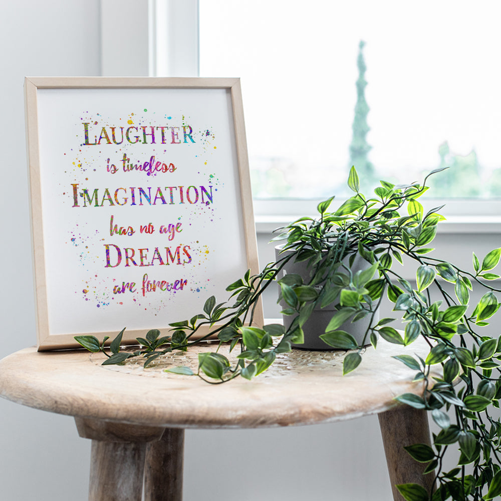 Laughter Inspirational Quote Home Decor - Dreams 8x10 Wall Art Decoration Poster print for Baby, Boy, Girl or Kids Bedroom, Nursery, Office, Living Room - Gift for Fans