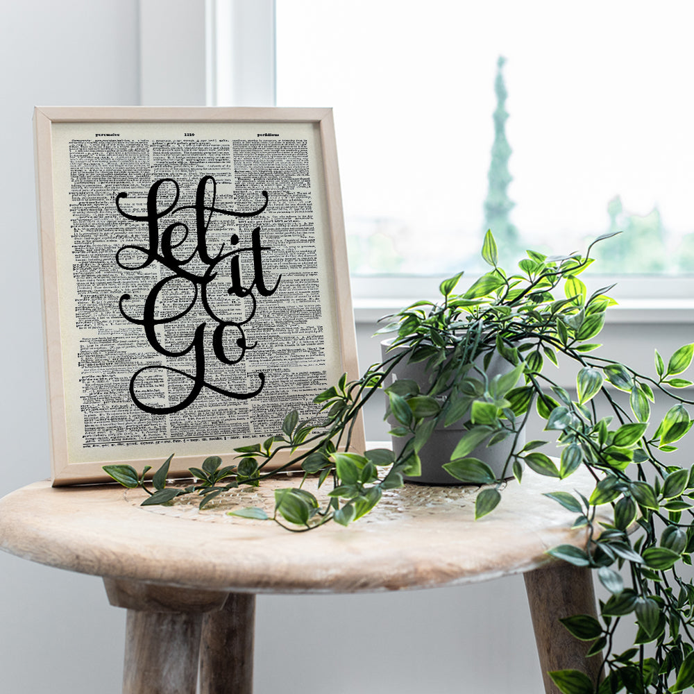 Inspirational Quote, Dictionary Wall Art - 8x10 Let It Go Motivational Poster for Boys, Girls, Kids Bedroom, Office, Home, Apartment, Meditation Room, Yoga Studio - Unique Spiritual Gift for Buddhist