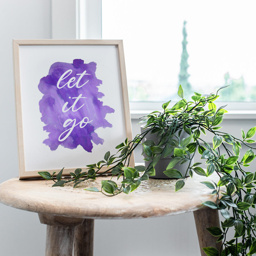 Let It Go Unframed Wall Art Print Typography - Perfect Affordable Gift - Motivational Quote - Great For Office and Home Decor - Ready to Frame (8X10) Watercolor Photo