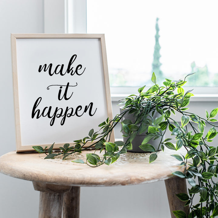 Make It Happen - Unframed Wall Art Print Typography - Perfect Affordable Gift - Motivational Quote - Great For Office and Home Decor - Ready to Frame (8X10) Photo