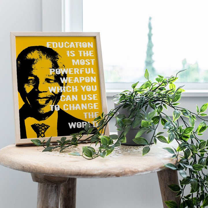 Nelson Mandela Poster, 8x10 - Classroom Decor - Inspirational Quotes Wall Art - Teacher Gifts - School Decorations - Motivational Wall Decor - Nelson Mandela Wall Art - Positive Quotes for Kids