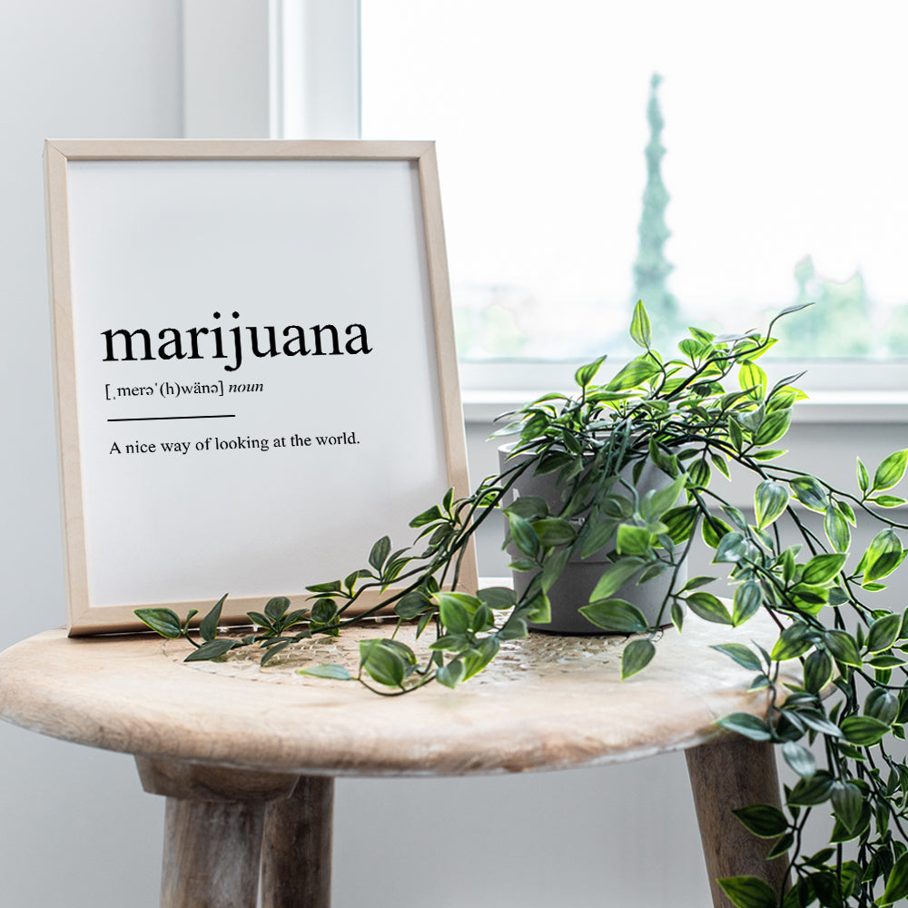 Marijuana Definition - Unframed Wall Art Print Typography - Makes a Great Affordable Gift - Funny Home Decor - Ready to Frame (8x10) Photo