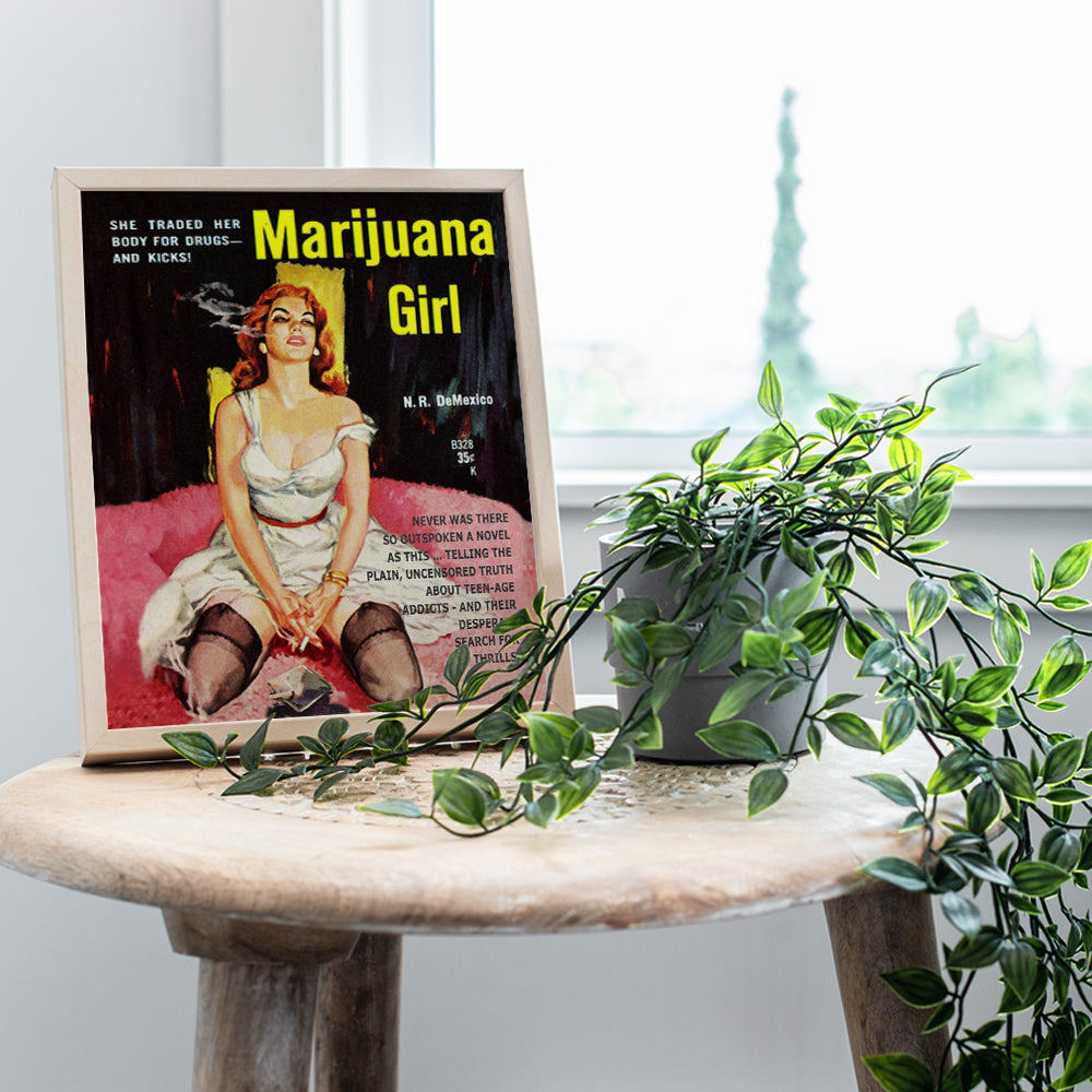 Marijuana Girl Vintage Wall Art Print - 8x10 Unframed Photo - Gift for Weed, Pot, Ganja, Blunt, Cannabis, CBD, Potheads - Unique Home Decor