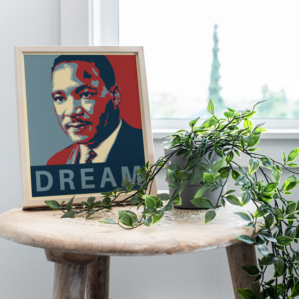 Martin Luther King Obama Wall Art - 8x10 Dream Photo Poster - Unique Home Decor or Gift - MLK, Black History Month, African American, Civil Rights, Pride, Teacher, Classroom - Unframed Picture Print