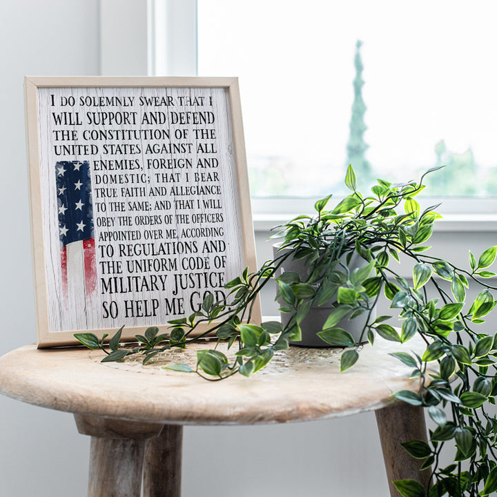 Patriotic American Wall Decor - Flag Wall Decor - Gift for Army, Navy, Marine Corps, Air Force, US Military Veterans - Sign Plaque for Home Office, Living Room - 8x10 Rustic Wall Art - Unframed