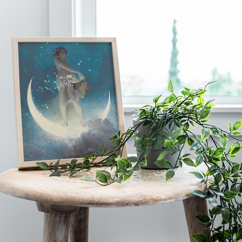 Moon Goddess Wall Art - Moon Wall Art - Moon Wall Decor - Pagan Decor - Wiccan Decor - Celestial Decor - Boho Decor - Paganism Gifts - Witch Decor - Goth Room Decor - Gothic Wall Art - Occult Decor