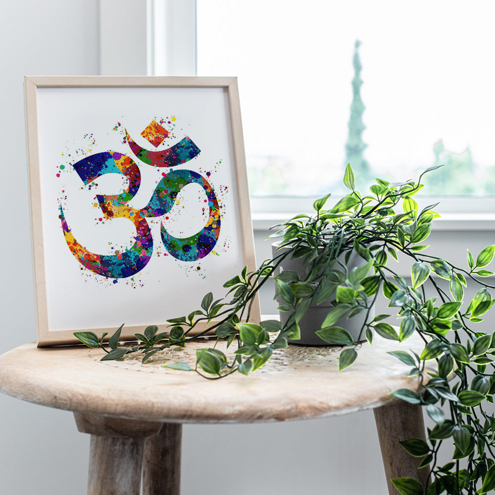 Om Namaste Symbol Watercolor Art Print - 8x10 Unframed Photo - Perfect Gift for Meditation, Yoga or Zen Enthusiasts - Chic Home or Studio Decor