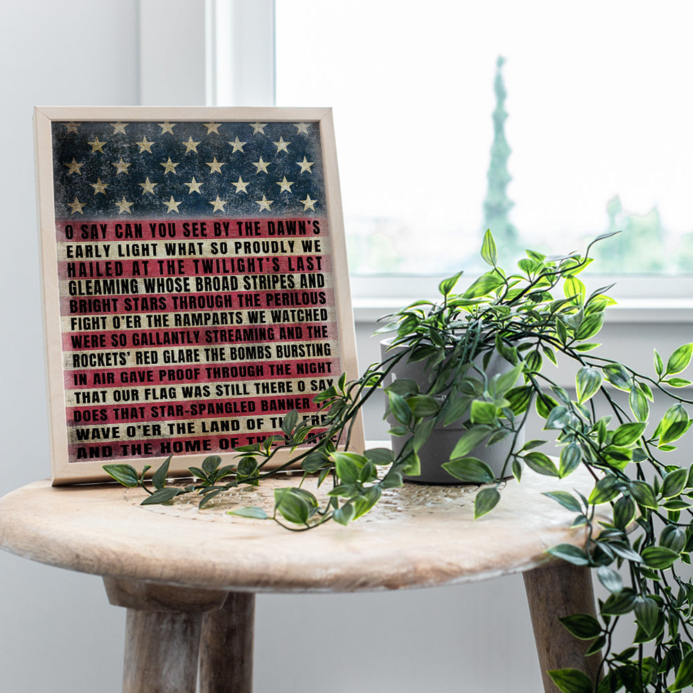 Patriotic USA American Flag Typography Wall Art Print Poster - Vintage Rustic Farmhouse Home Decor - Perfect Gift for US Military Veterans and 4th of July - 8x10 Photo Unframed