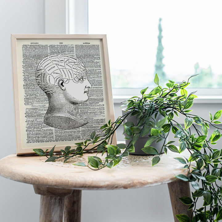 Phrenology Upcycled Dictionary Wall Art Print - Vintage 8x10 Unframed Photo - Great Gift for Steampunk and Human Anatomy Lovers - Cool Home Decor