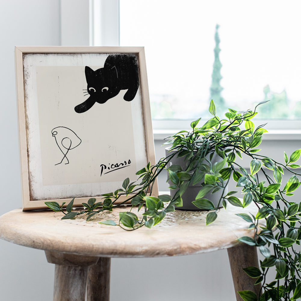 Pablo Picasso Wall Art & Decor - Cat Wall Decor - Cute Cat Lover Gifts for Women - Abstract art Minimalist Mid-century modern Line art - Gallery Wall Art - Rustic Black cat Home Decor - Picasso Poster