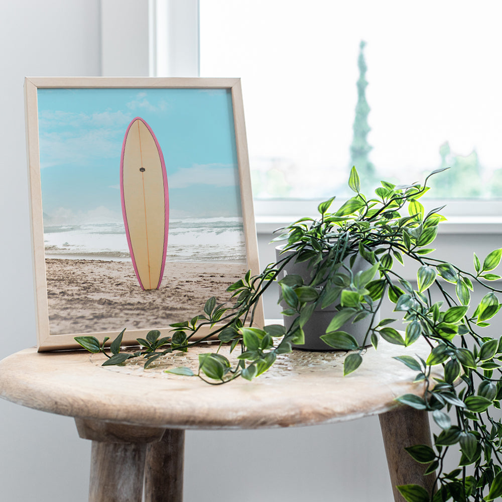 Beach Surfboard Wall Art Print - 8x10 Nautical Decor Ocean Photo Picture for Beach Home, Office, Living Room, Bathroom, Bath, Bedroom - Gift for Surfing Fans, Surfers