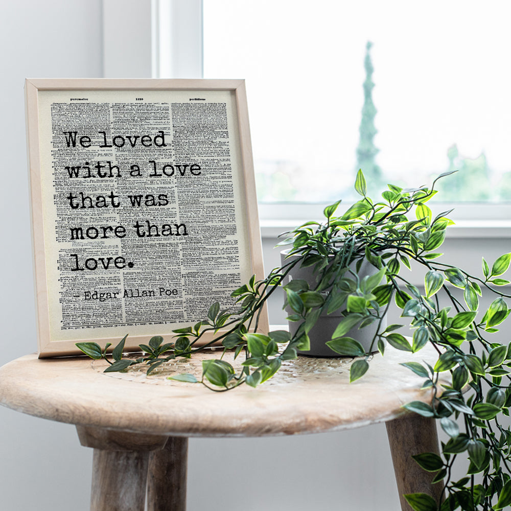 Edgar Allan Poe Quote Wall Art Decor - Gift for Wife, Girlfriend, Women, Her, Anniversary - 8x10 Dictionary Art Decoration for Living Room, Bedroom, Bathroom - UNFRAMED Annabel Lee Poem Poster Print