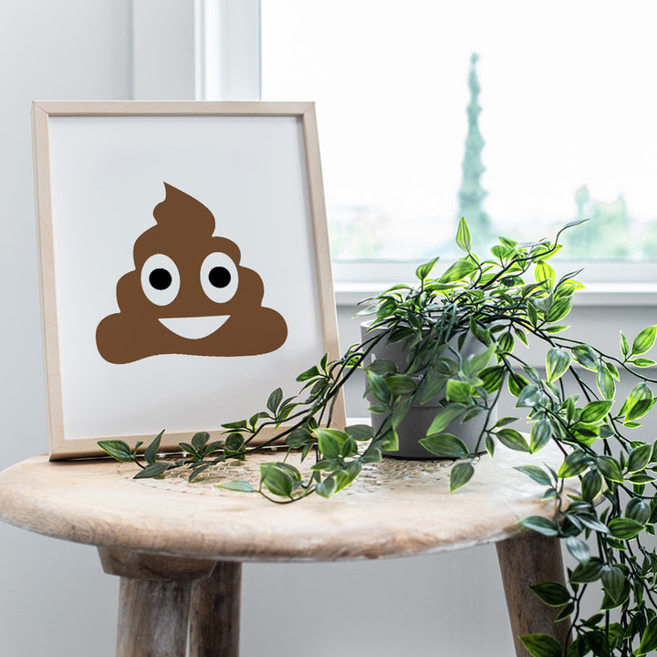 Poop Emoticon Bathroom Wall Art Print - Funny Home Decor for Bath - Makes a Humorous Gag Gift - 8x10 Photo - Unframed