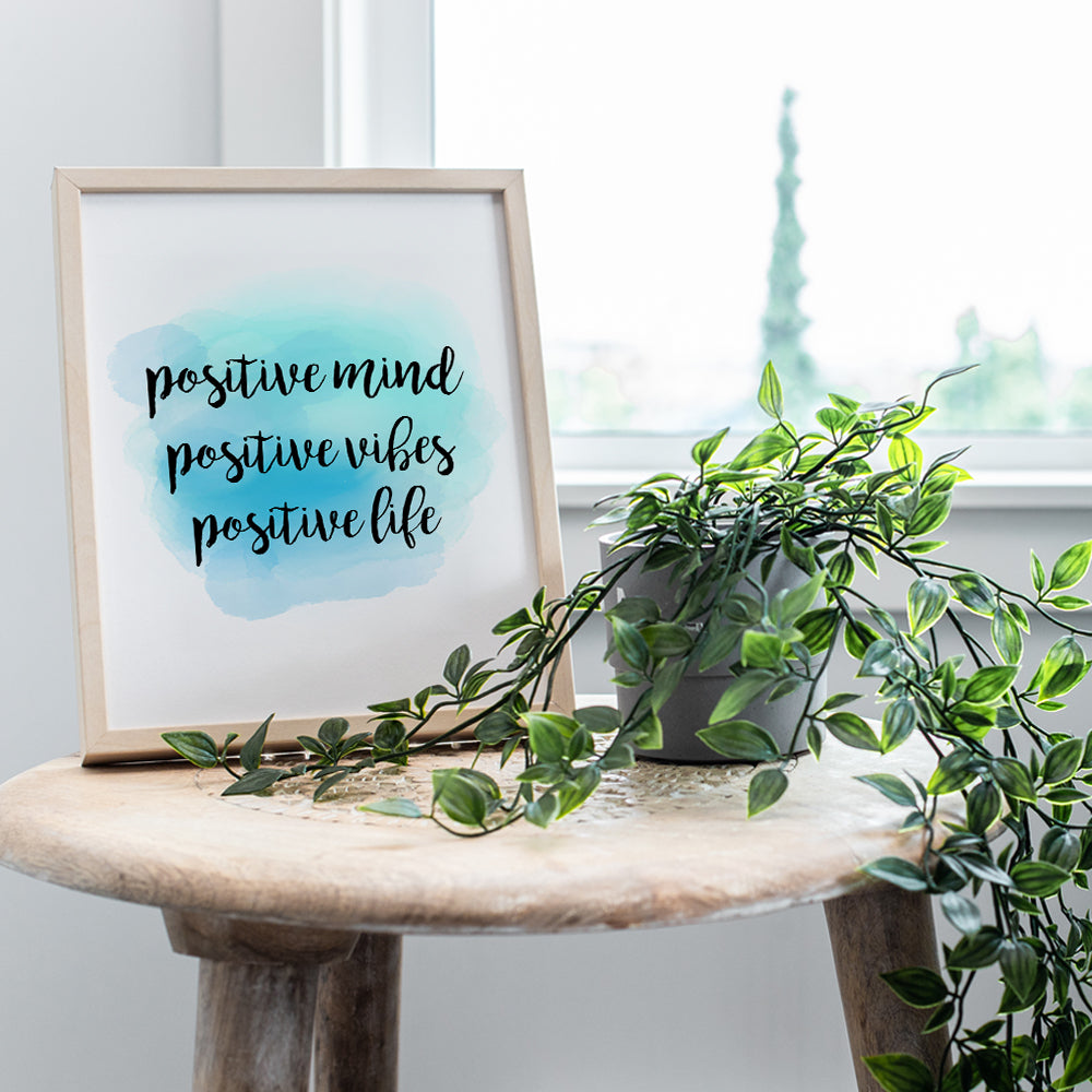 Positive Mind Unframed Wall Art Print - Watercolor Typography - Makes a Great Gift for Home Decor - Inspirational and Motivational - Ready to Frame (8x10) Photo