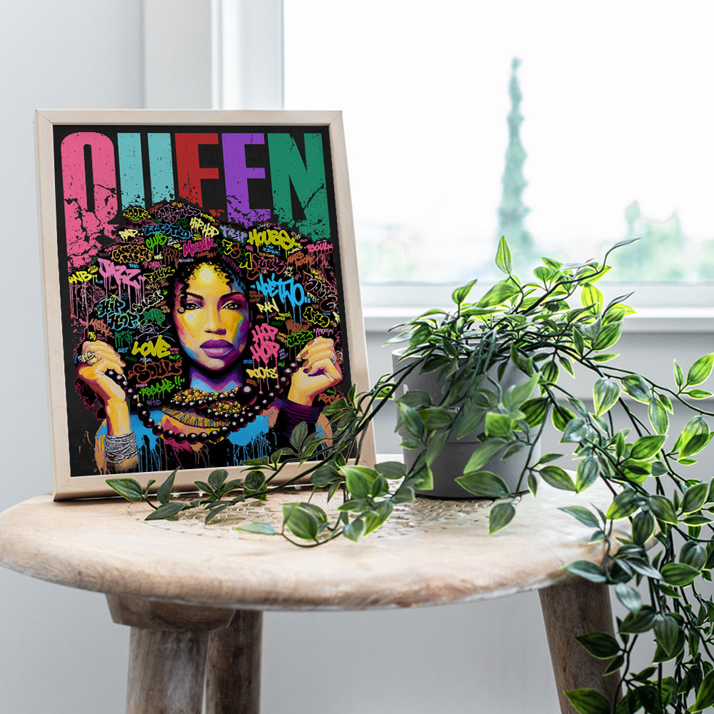 Black Queen Wall Art - African American Wall Art - African American Women, African American Woman, Black Woman - Black Women Poster - Afro-American Wall Art - Black Culture - Inspirational Gifts