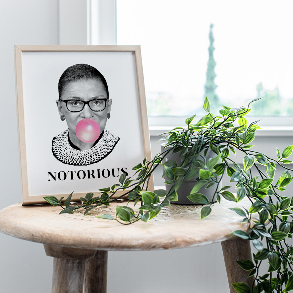 Ruth Bader Ginsburg Wall Art Print - Funny Notorious RBG Poster - Modern Chic Home Decor for Bedroom, Living Room, Office - Great Gift for Democrats, Liberals, Feminists - 8X10 Photo - Unframed