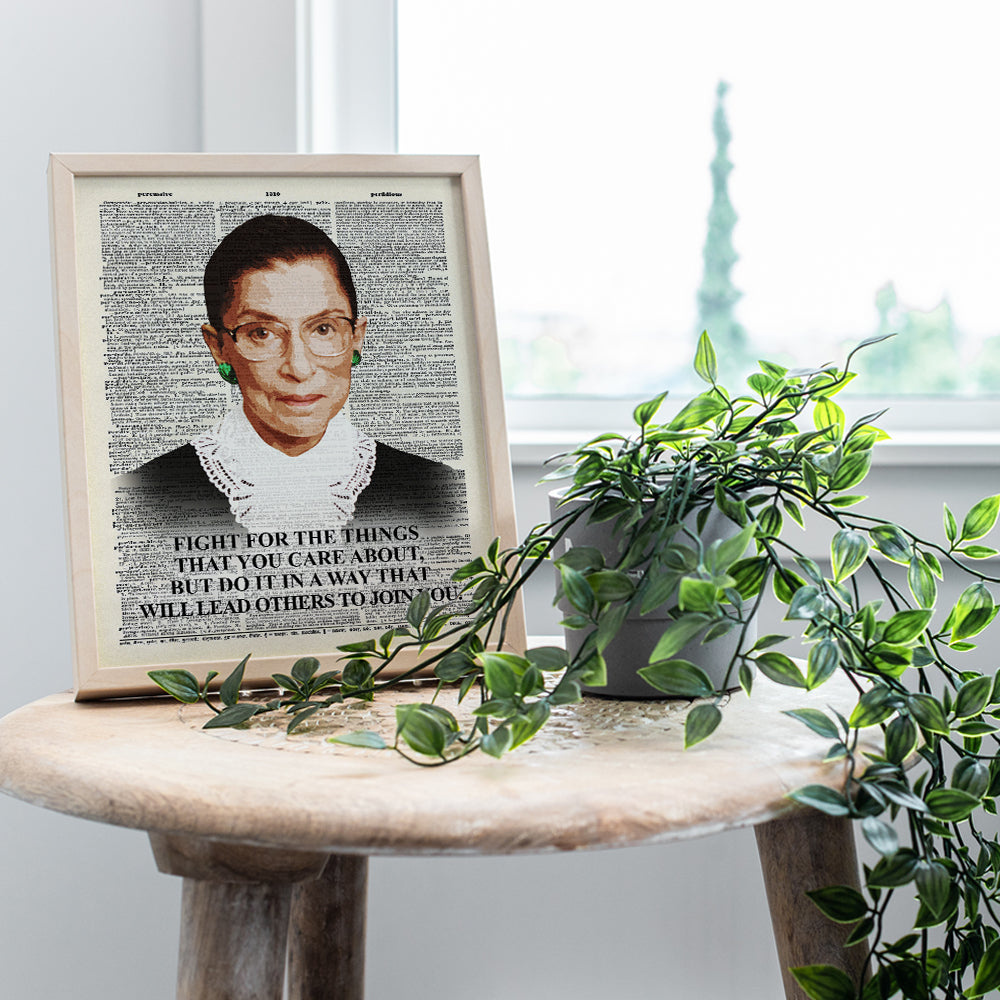 Ruth Bader Ginsburg Wall Art Print - Inspirational Quote Dictionary Home Decor Picture - Upcycled Motivational Decoration for Office, Living Room, Apartment - Gift for RBG Fans - 8x10 Poster