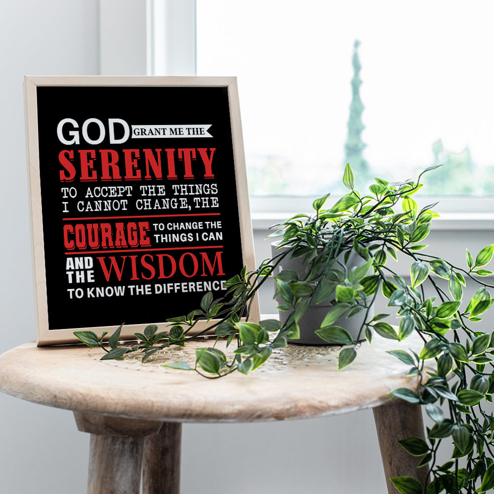 Serenity Prayer Art Print - AA Recovery Wall Art Poster - Perfect Gift for 12 Step Participants - Unique Home Decor for Kitchen, Bedroom, Man Cave, Office - 8x10 Photo Unframed