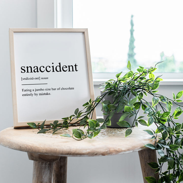 Snaccident Definition - Unframed Wall Art Print Typography - Makes a Great Gift for Kitchens - Funny Home Decor - Ready to Frame (8x10) Photo