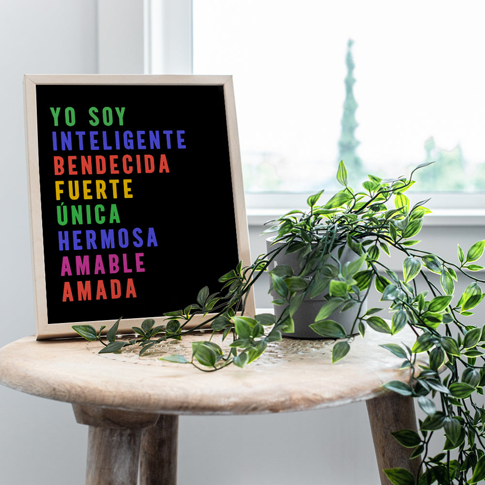 Decoracion Para Mujer y Ninos - Decoracion Para Sala - Afirmaciones Positivas - Spanish Classroom Decor - Decoracion de Pared- Inspirational positive Quotes, Kids, Women - Mexican Wall Art, Regalos