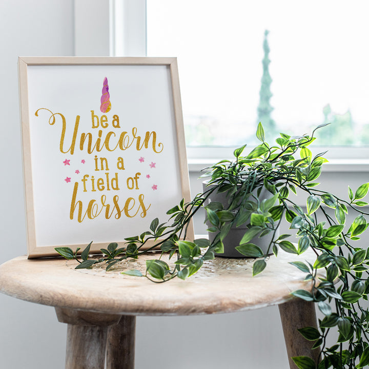 Unicorn Inspirational Art Print - Motivational Wall Art Poster - Funny Chic Home Decor for Girls, Kids, Teens Room, Bedroom, Office, Classroom - Gift for Teachers, Moms, Women - 8x10 Photo- Unframed