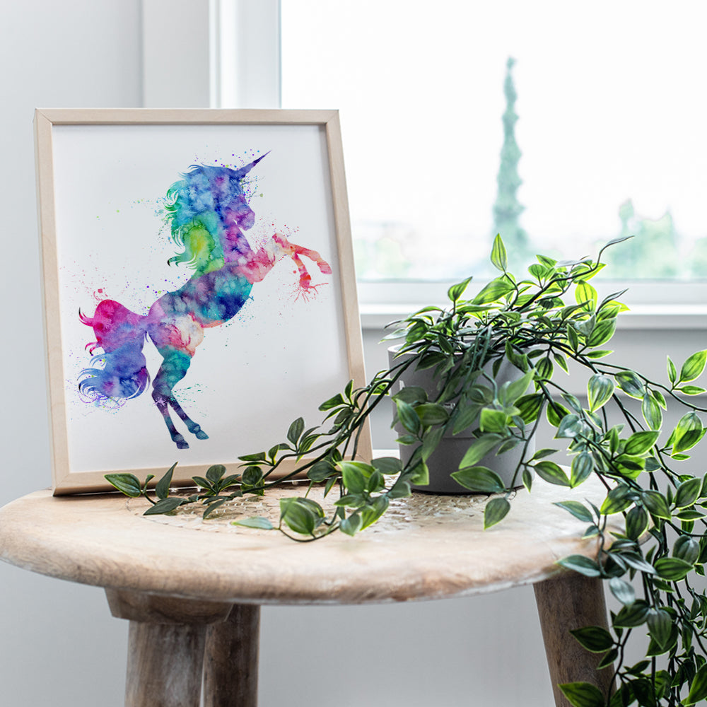 Unicorn Watercolor Wall Art Print - 8x10 Unframed Photo - Perfect Gift for Girls Room, Chic Home Decor