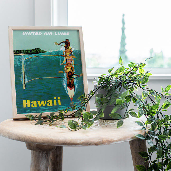 Vintage Hawaii Travel Poster Wall Art Print - 8x10 Photo - Perfect Tropical Home Decor for Lake or Beach House, Living Room, Bedroom, Bathroom, Den - A Great Easy Gift for People Who Travel - Unframed