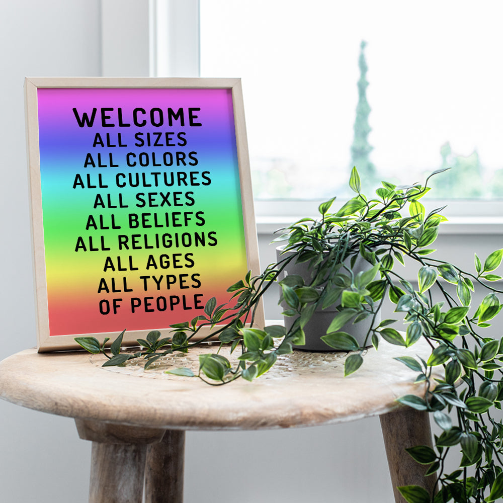 Welcome Sign - Welcome Wall Decor - Welcome Wall Art Picture - Welcome Poster Print - Home Office Store Bar - Black African American Art - LGBTQ Queer Gay Bi Lesbian Latino, Liberal Democrat Gifts