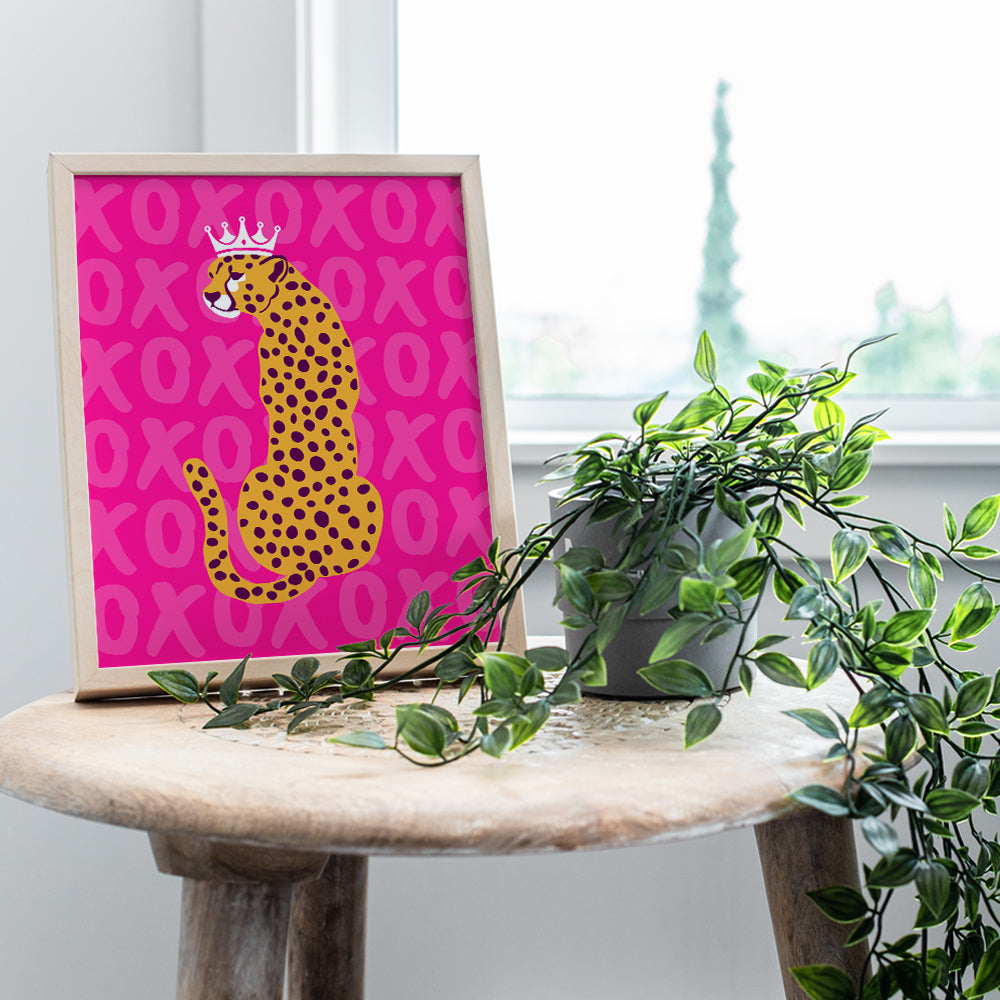 Cheetah Wall Art - Cheetah Print Wall Decor - Indie Trendy Aesthetic Room Decor - Pink Preppy Room Decor - Yellowbird Art & Design Wall Art - Leopard Home Decor - Teen Girls Womens Bedroom Decor