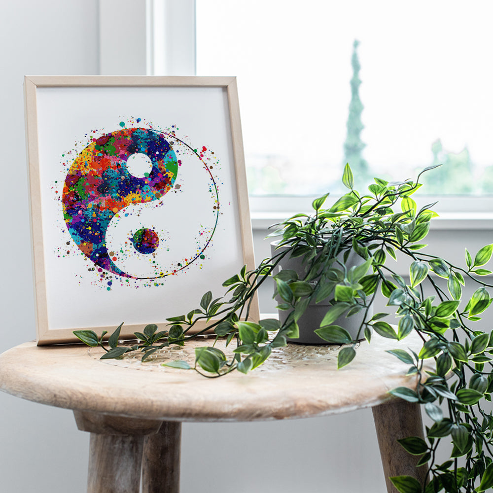 Yin Yang Inspirational Zen Watercolor Art Print - 8x10 Unframed Photo - Motivational Gift for Meditation, Buddha Fans, Buddhists - Unique Spiritual New Age Home Decor