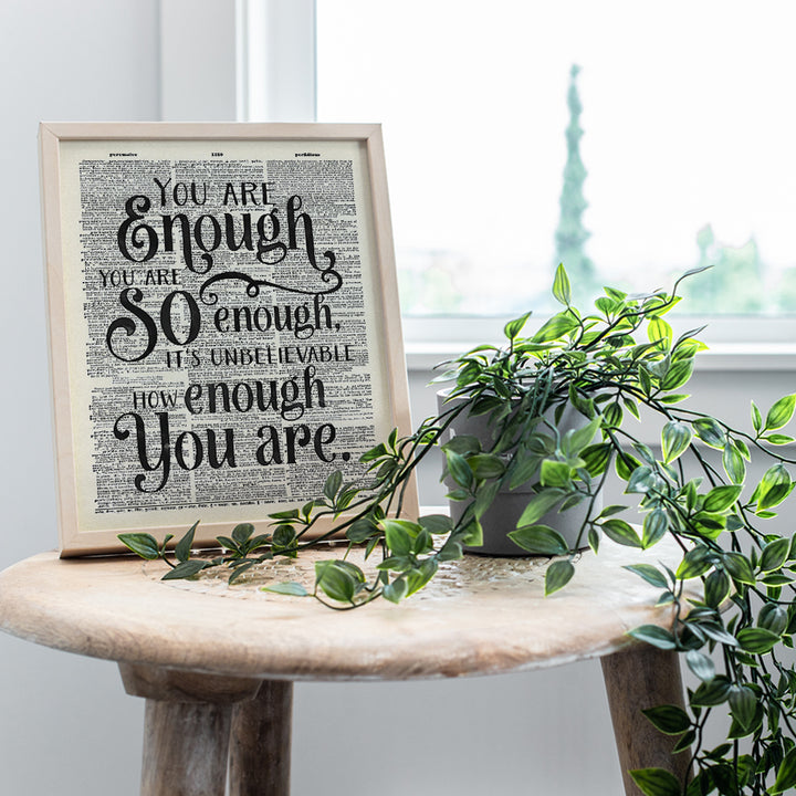 You Are Enough Motivational Wall Art Print - 8x10 Inspirational Wall Art, Dictionary Wall Art, Home Decor, Room Decoration Photo Picture - Cool Unique Gift - Unframed Poster