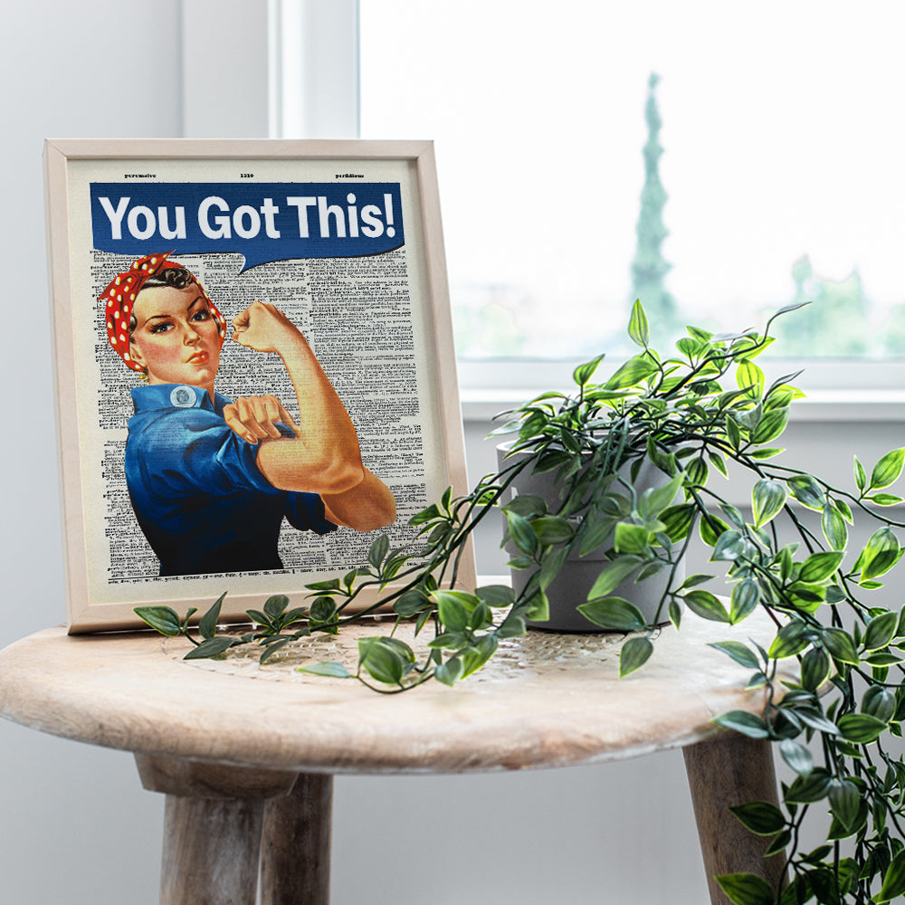 You Got This on Photo of Dictionary Page - Unframed Wall Art Print - Great Motivational or Inspirational Gift - Cool Home Decor - Ready to Frame Vintage (8x10) Photo - Rosie The Riveter