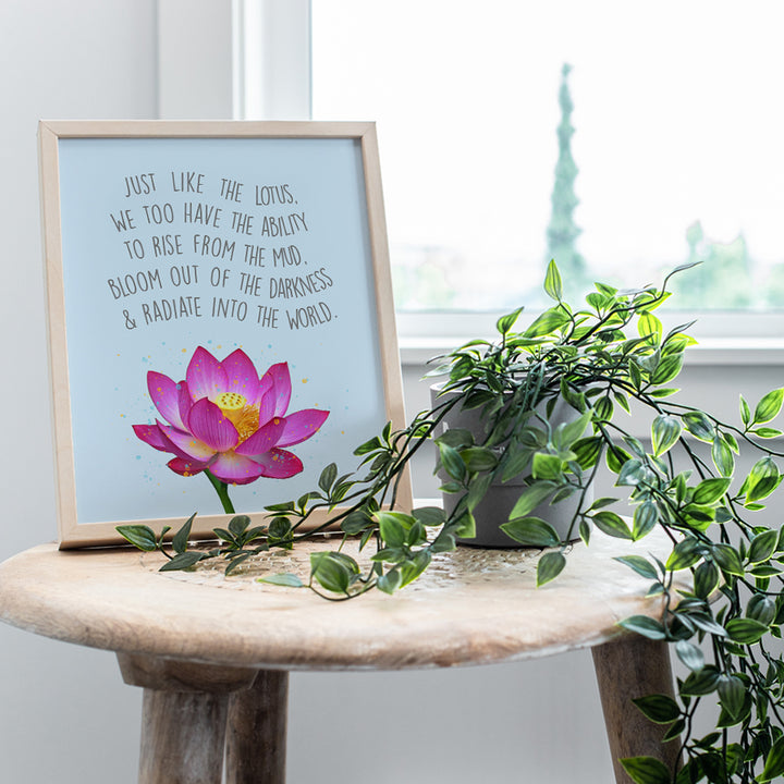 Inspirational Zen Lotus Quote Wall Art Decor Print - Spiritual 8x10 Home, Office, Apartment, Yoga Studio, Meditation Room Decor - Motivational Gift for Buddhist, Buddha Fan - Unframed Poster Print