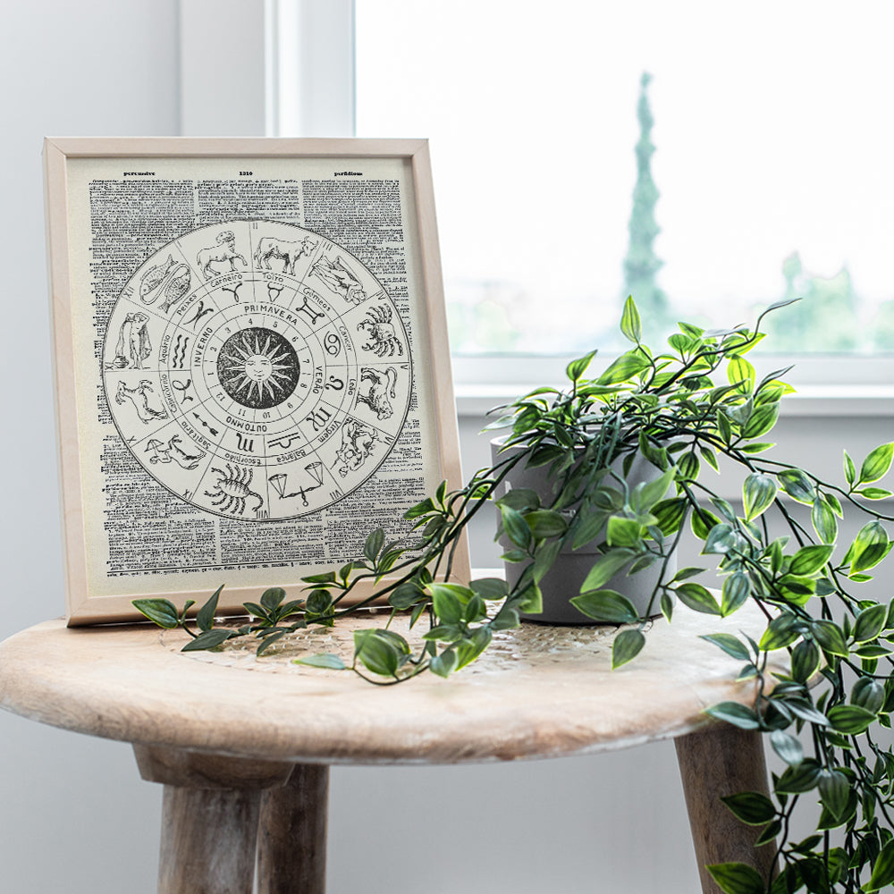 Zodiac Upcycled Dictionary Wall Art Print - Vintage 8x10 Unframed Photo - Great Gift for Steampunk and Astrology Lovers - Chic Home Decor