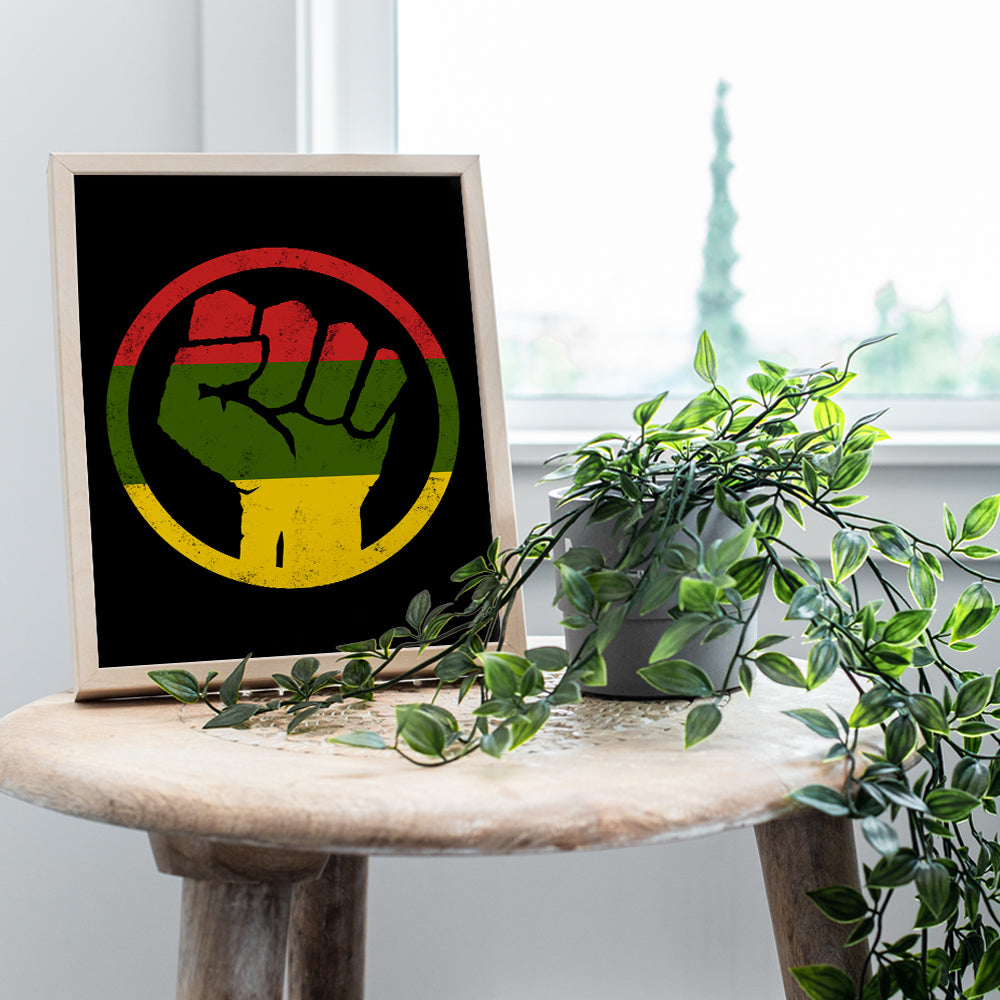 Black Art - African American Wall Art - Black Power - Black Lives Matter Sign - Afro American Flag - Civil Rights Room Decor, Home Decorations - Black Culture Gift for Men, Women, Black History Month