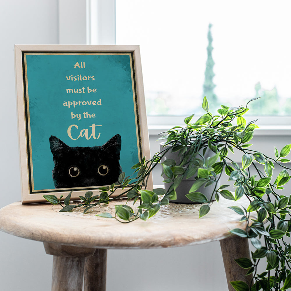 Cat Welcome Sign - Funny Cat Wall Decor - Cute Cat Poster - Cat Wall Art - Black Cat Decorations - Cat Home Decor - Cat Themed Gifts - Cat Lover Gifts for Women, Men - Cat Lover Gifts - Cat Lady