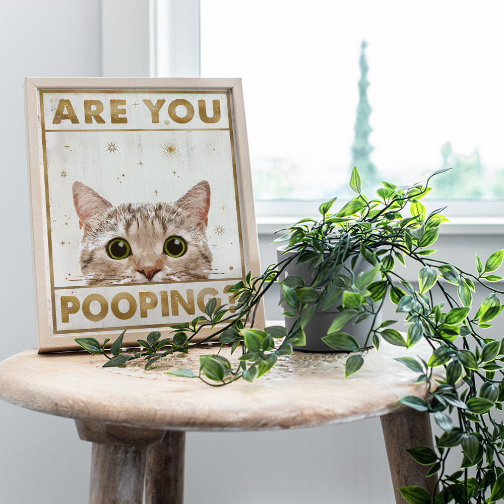 Cute Cat Bathroom Wall Art - Bathroom Wall Decor - Bathroom Decor Pictures for Women Men Kids - Modern Bathroom Accessories - Restroom Sign - Powder room decoration - Cat Lovers Funny Bathroom Decor