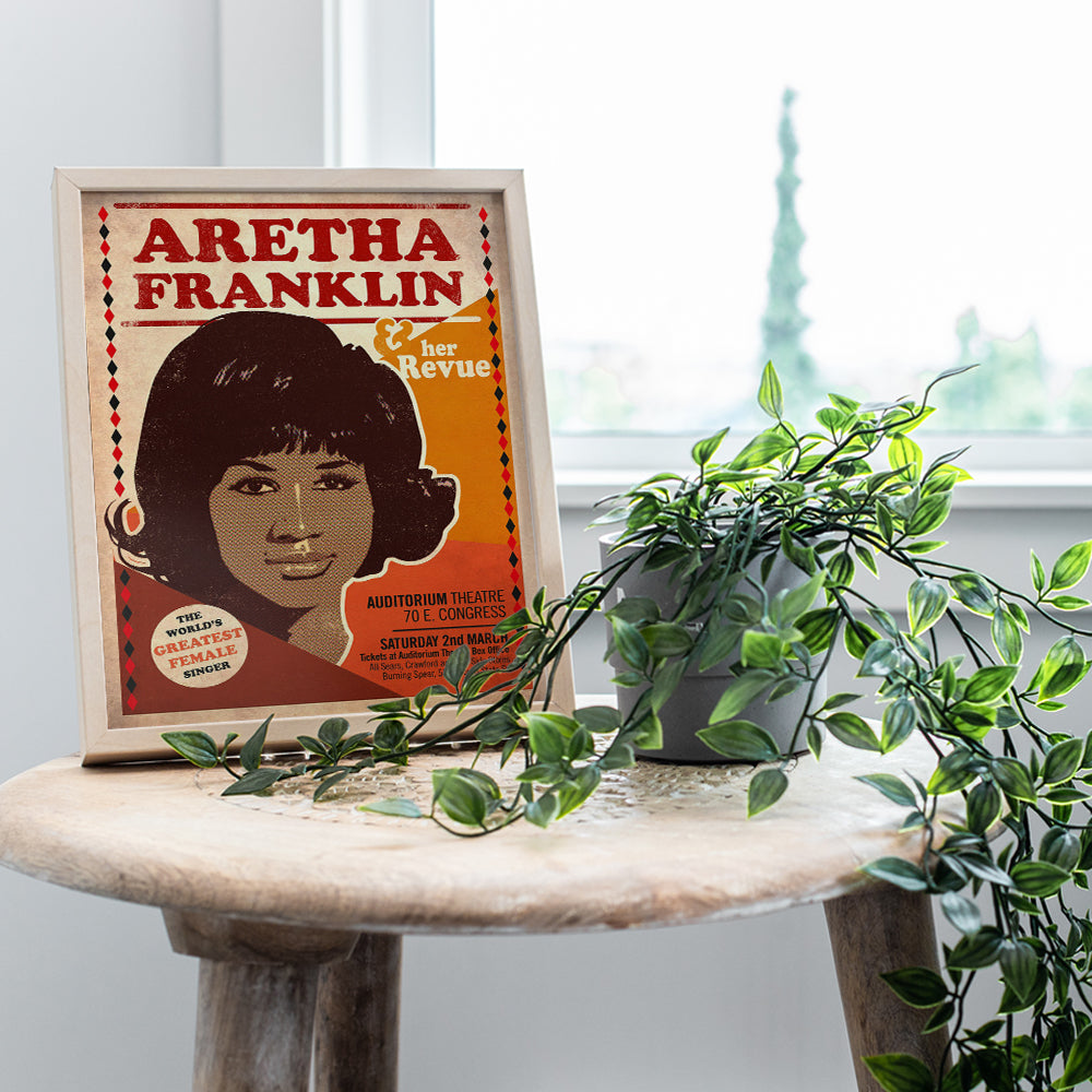 African American Aretha Franklin Decor - Motown R&B Gospel Music Wall Art - Vintage Concert Poster - Afro Black Culture - African American Women - Black Art - Black History