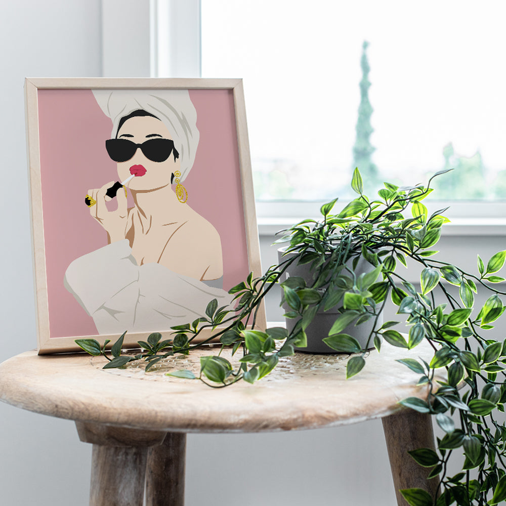 Audrey Hepburn Wall Art - Kate Moss - Bathroom Decor for Women - Glam Bathroom Decor - Audrey Hepburn Poster - Bathroom Decor for Teen Girls - Pink Bathroom Accessories - Bath Wall Decor