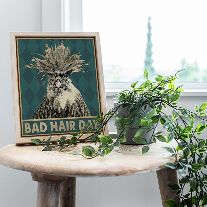 Bad Hair Day - Funny Bathroom Decor - Rooster Decor - Bathroom Wall Decor - Bathroom Wall Art - Bath Wall Decor - Bathroom Decorations - Restroom Sign - Guest Bathroom Decor - 8x10