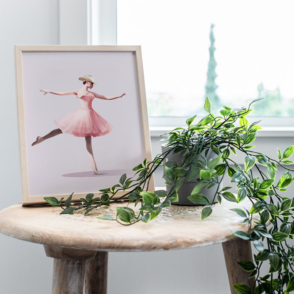 Cowgirl Ballerina Country Home Decor - Western Decor - Cute Girly Pink Teen Bedroom Decor - Country Living room Decor - Chic Wall Art -Dance Decorations - Room Decor for Women - Wall Decor Aesthetic