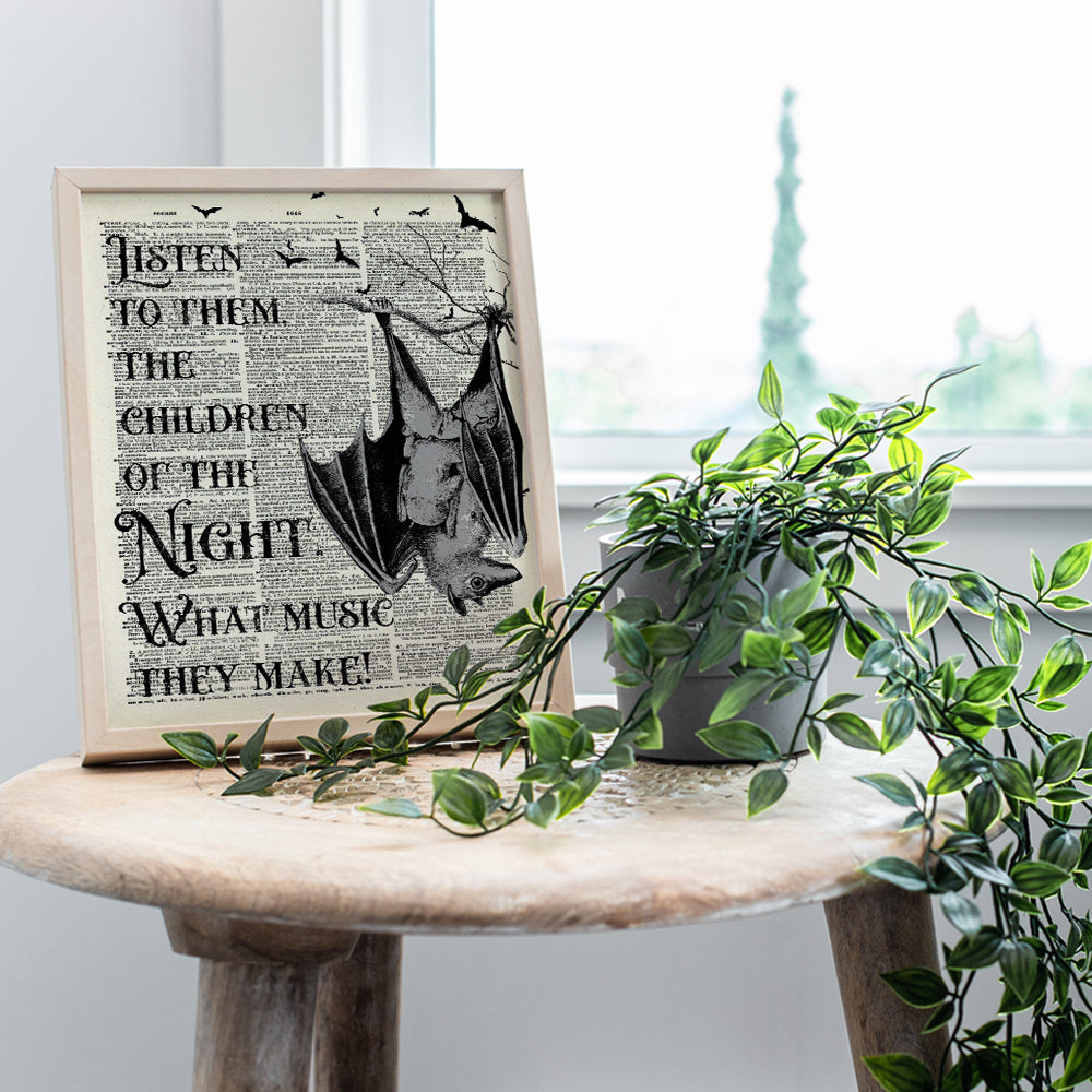 Vampire Bats Wall Decor - Dracula Bram Stoker Quote - Gothic Home Decor - Creepy Medieval Wall Art - Gift for Steampunk, Victorian, Renaissance Faire Fan - Vintage 8x10 Spooky Poster Print for Home