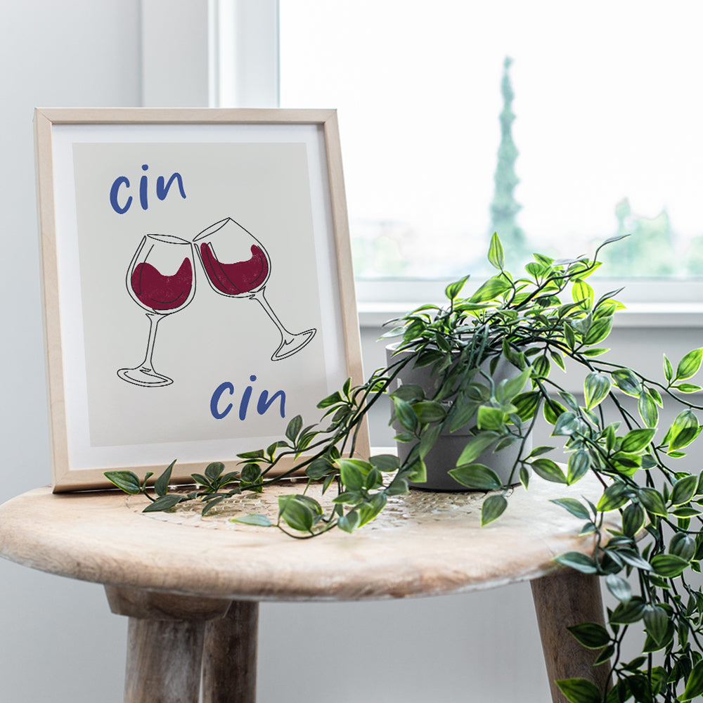 Cheers Wine Wall Art - Dining room Wall Decor, Aesthetic Kitchen Wall Decor - Alcohol Cocktail party Decorations, Home Bar Decor Poster - Preppy Trendy Room Decor, Drinks Alcohol Italian Wall Art Sign