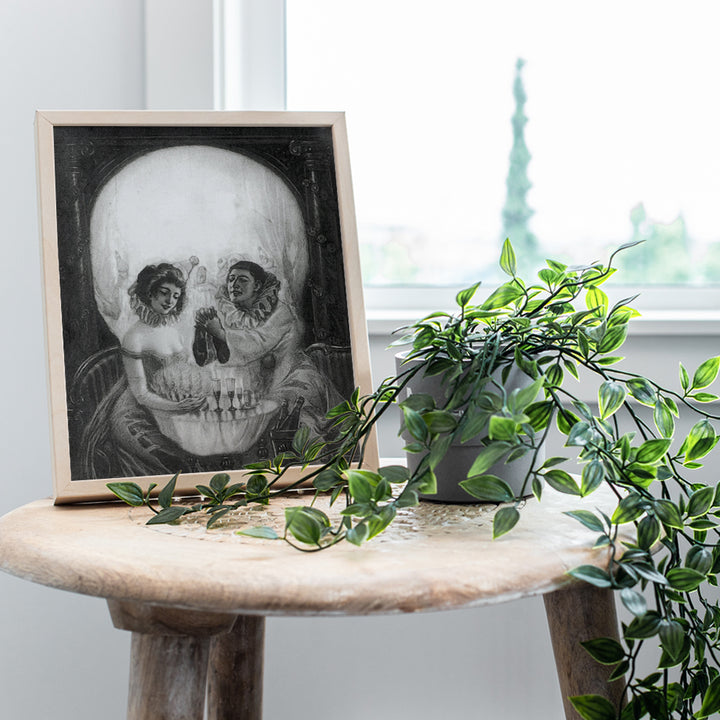 Vintage Skull Wall Decor - Creepy Skull Wall Art - Gothic Decor - Goth Wall Decor - Pagan Decor - Spooky Decor - Gothic Living Room Home Decorations - 8x10 Victorian Decor